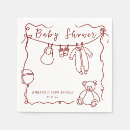 Hand getrokken babykleding baby shower servet