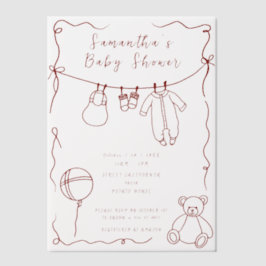 Hand getrokken babykleding Baby shower Vellum Uitnodigingen