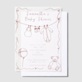 Hand getrokken babykleding Baby shower Vellum Uitnodigingen (Offset)