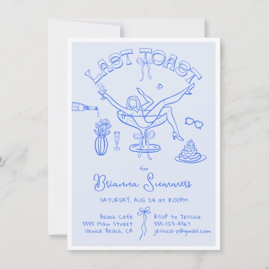 Hand getrokken Bachelorette Laatste Toast Party Kaart (Voorkant)