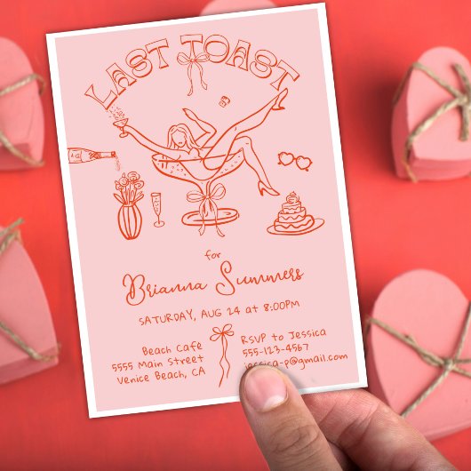 Hand getrokken Bachelorette Laatste Toast Party Kaart