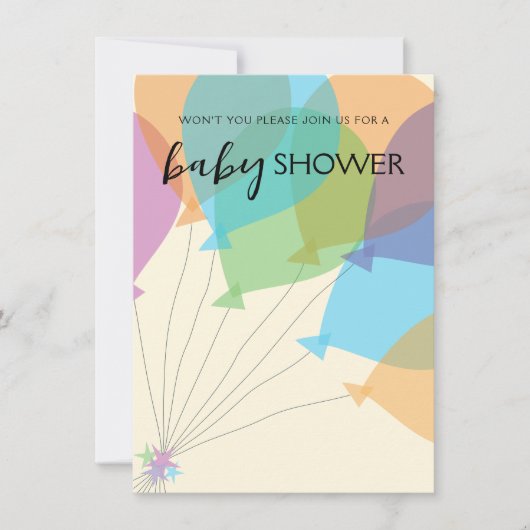 Hand getrokken ballon Baby shower uitnodiging Sjab (Voorkant)