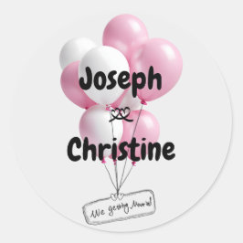 Hand-getrokken ballon bruiloft ronde sticker