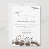 Hand getrokken Beach bruiloft uitnodiging met duin (Voorkant)