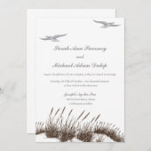 Hand getrokken Beach bruiloft uitnodiging met duin (Voorkant / Achterkant)