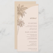 Hand getrokken beige palmboom Boho Beach bruiloft Menu (Voorkant / Achterkant)