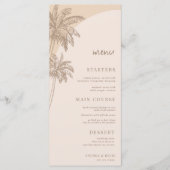 Hand getrokken beige palmboom Boho Beach bruiloft Menu (Voorkant)