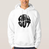 Hand getrokken belettering zin in de vorm van een  hoodie (Voorkant)