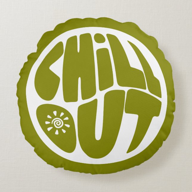 Hand getrokken belettering zin in de vorm van een  rond kussen (Voorkant)