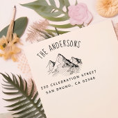 Hand getrokken berg familienaam & retouradres  zelfinktende stempel