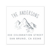 Hand getrokken berg familienaam & retouradres  zelfinktende stempel (Design)