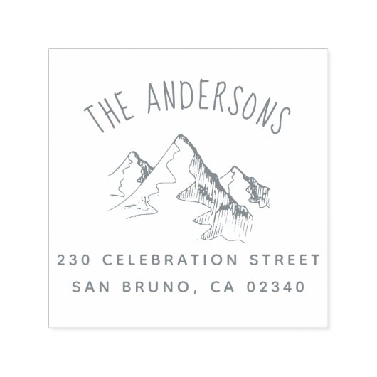 Hand getrokken berg familienaam & retouradres  zelfinktende stempel (Design)