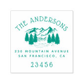 Hand getrokken bergen & dennenbomen retouradres  zelfinktende stempel (Design)