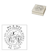 Hand getrokken bergen 's nachts Mr & Mrs Adres Rubberstempel (Gestempeld)