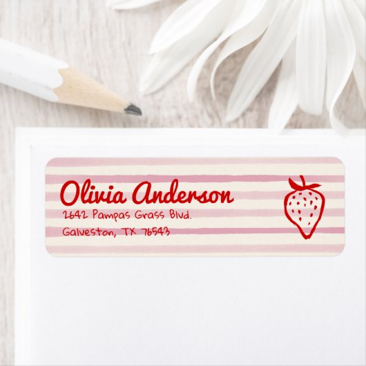 Hand getrokken Berry Sweet Aardbeien Baby shower Etiket (Insitu)