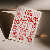 Hand getrokken bessen Aardbei Diy Girl Baby shower Kaart