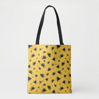 Hand getrokken bij Canvas tas - Schattigee bijen v
