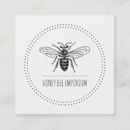 Hand getrokken bij in cirkel vierkante visitekaartje