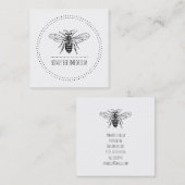 Hand getrokken bij in cirkel vierkante visitekaartje (Voorkant / Achterkant)