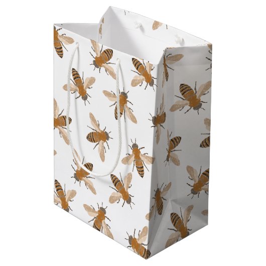 Hand getrokken Bijen Gift Bag Medium Cadeauzakje (Achterkant Gekanteld)