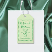 Hand getrokken bikini's & martinis boog vrijgezell cadeaulabel