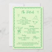 Hand getrokken Bikini's & Martinis Groene Bachelor Kaart (Achterkant)