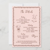 Hand getrokken bikini's & martinis vrijgezellenfee kaart (Achterkant)