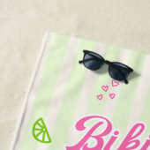 Hand getrokken bikini's & martinis vrijgezellenfee strandlaken (In situ)