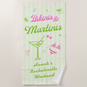 Hand getrokken bikini's & martinis vrijgezellenfee strandlaken (Voorkant)
