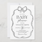 Hand getrokken Black Bow Baby Meisje Douche Kaart (Voorkant)