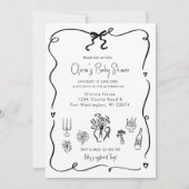 Hand getrokken Black Bow Baby shower Kaart (Voorkant)