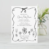 Hand getrokken Black Bow Baby shower Kaart (Staand voorkant)