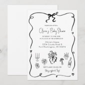 Hand getrokken Black Bow Baby shower Kaart (Voorkant / Achterkant)