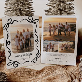 Hand getrokken Black Bow Familie Foto Kerstmis Feestdagenkaart