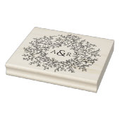 Hand getrokken blad monogram paar initialen bruilo rubberstempel (Stempel)