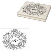 Hand getrokken blad monogram paar initialen bruilo rubberstempel (Gestempeld)