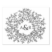 Hand getrokken blad monogram paar initialen bruilo rubberstempel (Afrduk)