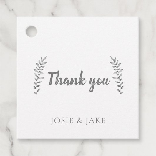 Hand getrokken bladeren bruiloft dank u bedankjes labels (Voorkant)