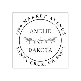 Hand getrokken bladeren Elegant bruiloft retour ad Rubberstempel