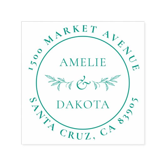 Hand getrokken bladeren Elegant bruiloft retour ad Zelfinktende Stempel (Design)