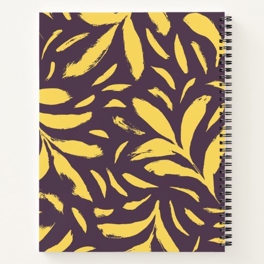 Hand getrokken bladeren geel naadloos patroon notitieboek (Achterkant)