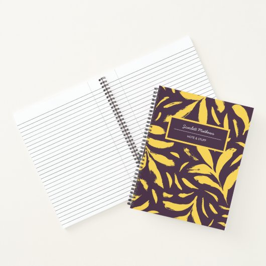 Hand getrokken bladeren geel naadloos patroon notitieboek (Binnen)