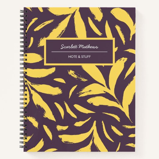 Hand getrokken bladeren geel naadloos patroon notitieboek (Voorkant)