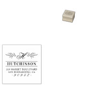 Hand-getrokken bladeren Monogram familie retour ad Rubberstempel (Gestempeld)