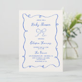 Hand getrokken blauw boog Baby shower Kaart (Staand voorkant)