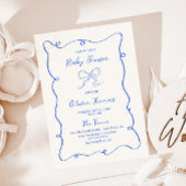 Hand getrokken blauw boog Baby shower Kaart