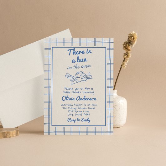 Hand getrokken blauw broodje in de oven cupido Bab Kaart