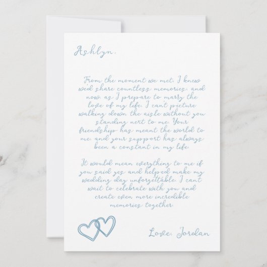 Hand getrokken blauw bruidsmeisjes voorstel Kaart (Achterkant)