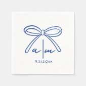 Hand getrokken Blauw bruiloft Monogram servetten (Voorkant)