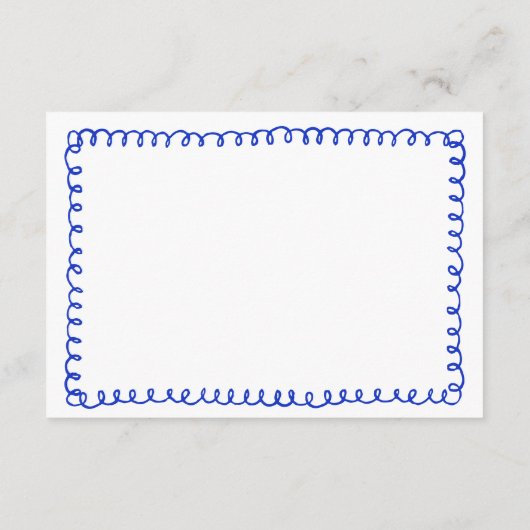 Hand getrokken blauw Frans retro bruiloft details Informatiekaartje (Achterkant)